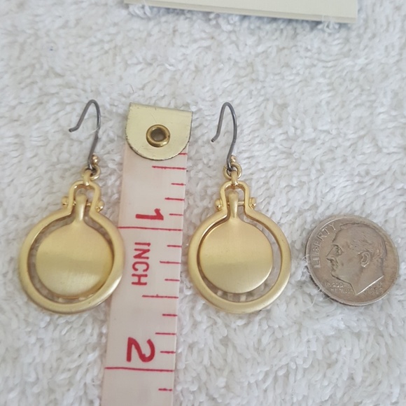 New Lucky Brand Gold Tone Pave Drop Earrings - Picture 4 of 5